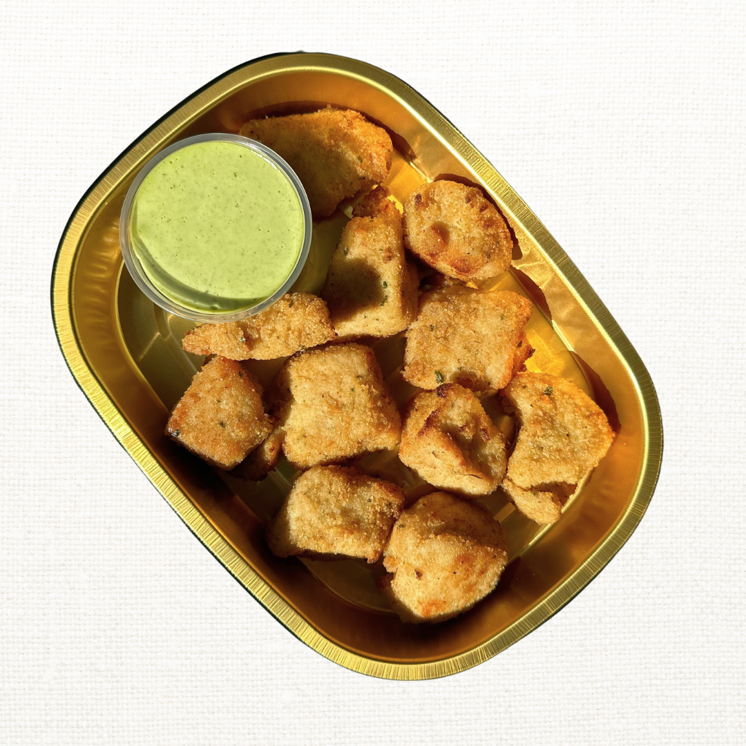 Crispy Chicken Bites with Pesto Mayo