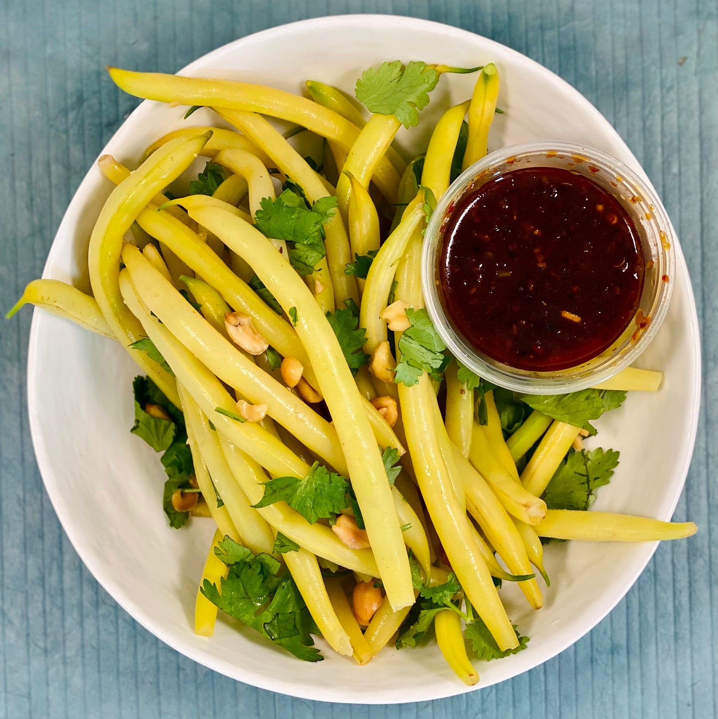 Wax Beans with Chili Garlic Peanut Sauce