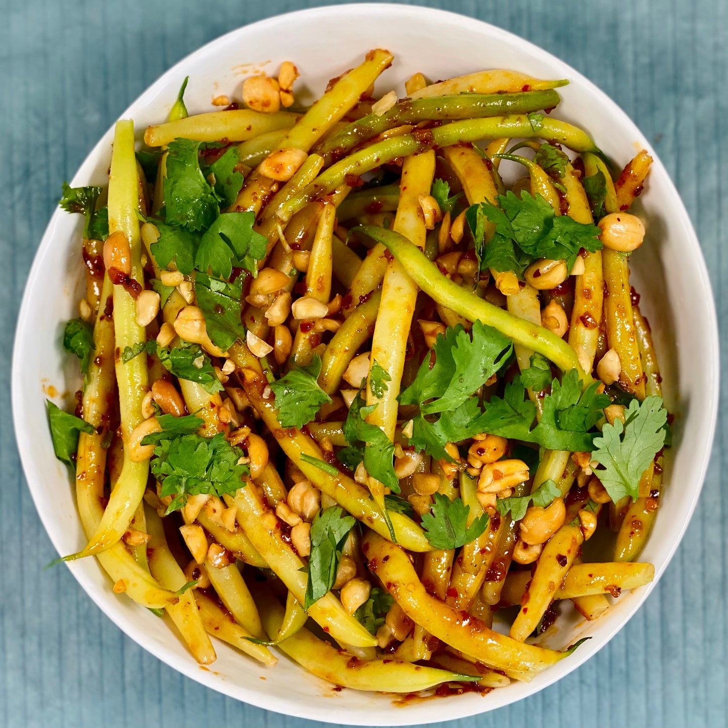 Wax Beans with Chili Garlic Peanut Sauce