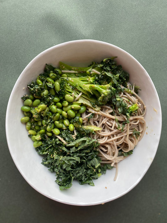 Soba Noodle & Kale Bowl with Edamame and Broccoli