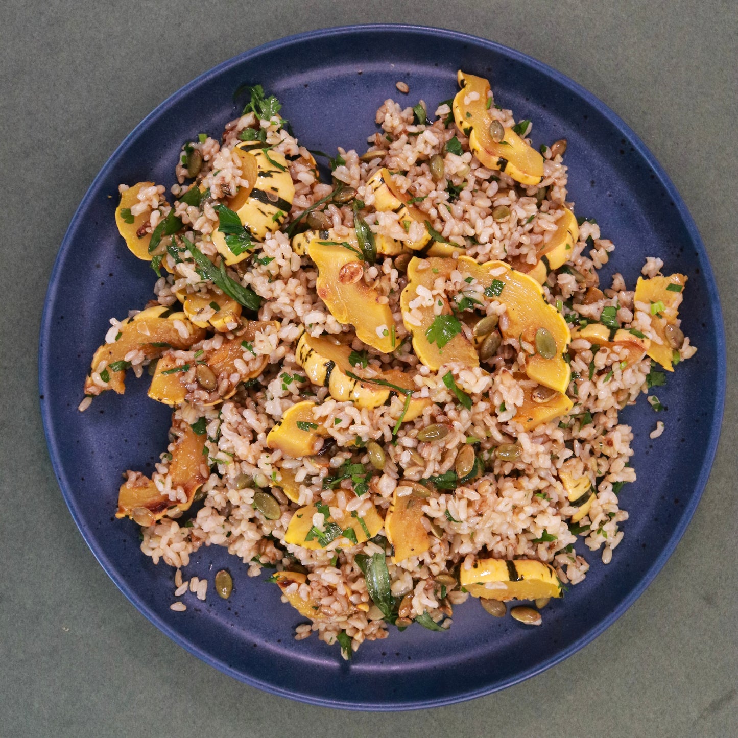 Delicata Squash & Brown Rice Salad with Vinaigrette