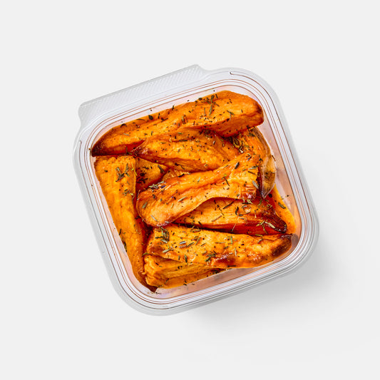 Maple and Thyme Roasted Sweet Potato Wedges