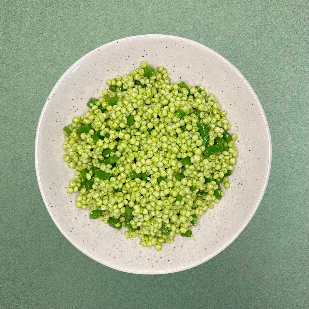 Couscous with Nut-Free Kale Pesto and Green Beans