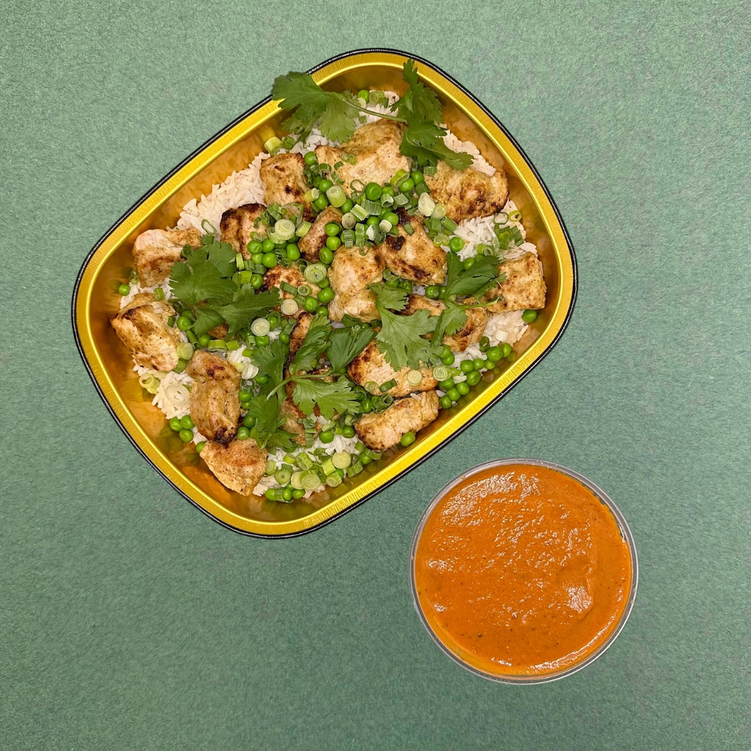 Indian Butter Chicken with Tomato, Peas and Basmati Rice