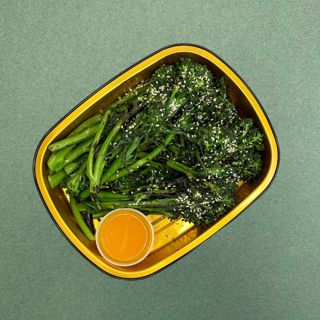 Roasted Broccolini with Carrot Ginger Dressing
