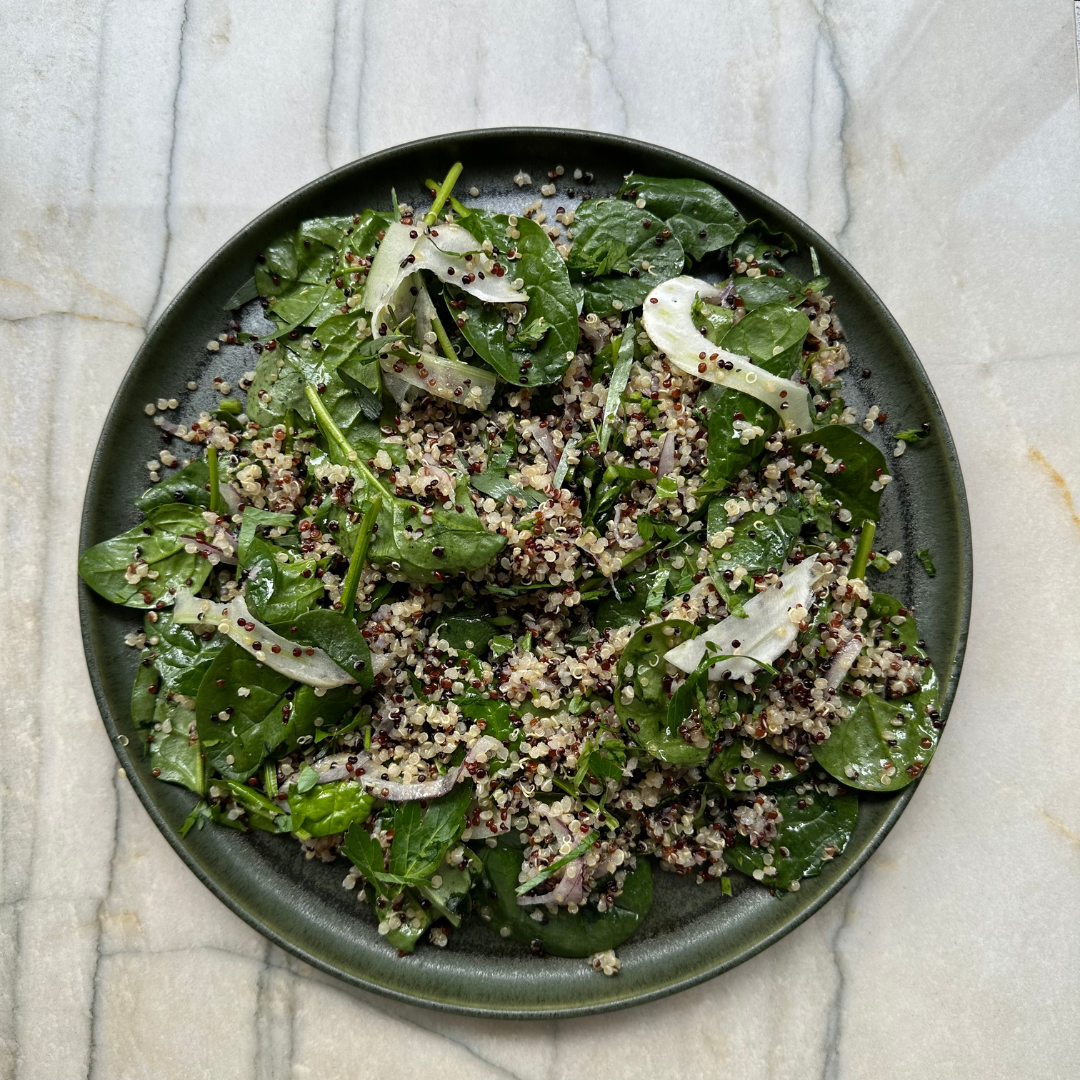 Spinach and Quinoa Salad with Fennel and Lemon Vinaigrette