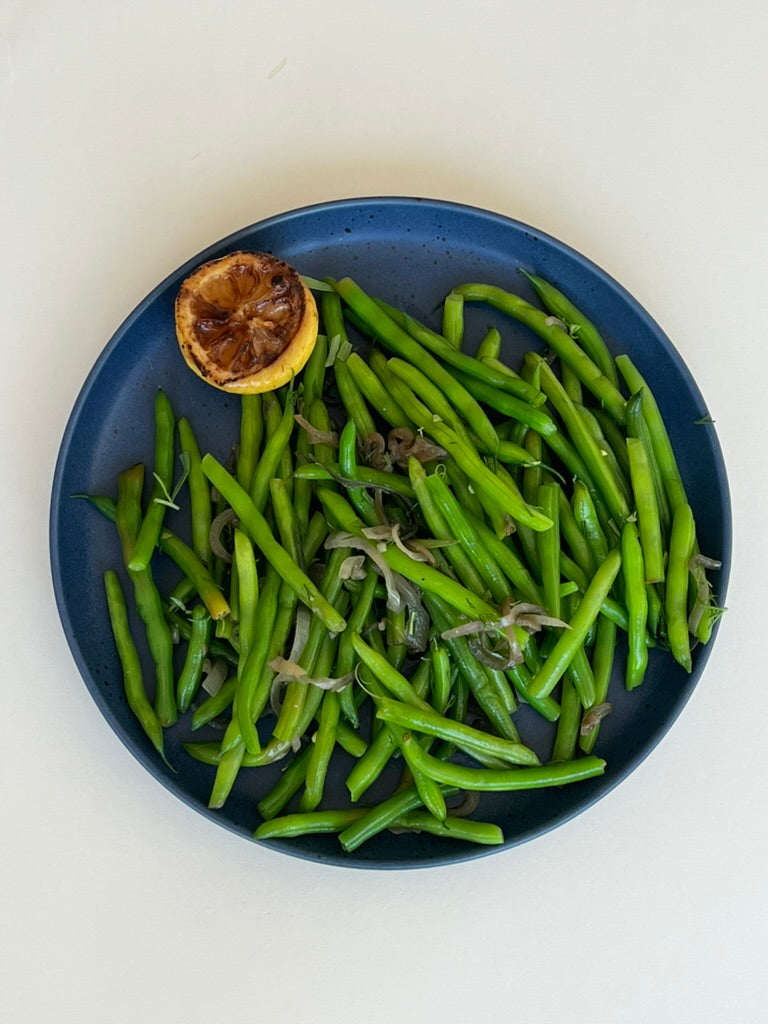 Green Beans with Shallots and Charred Lemon