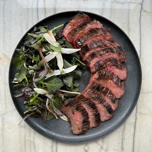 Grilled Flank Steak with Red Watercress Salad