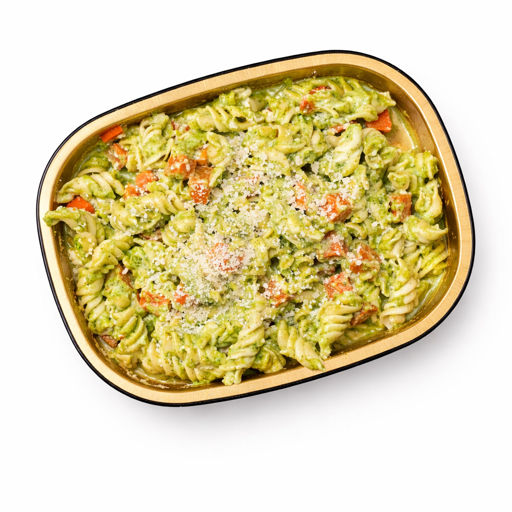 Brown Rice Pasta with Broccoli Pesto & Carrots