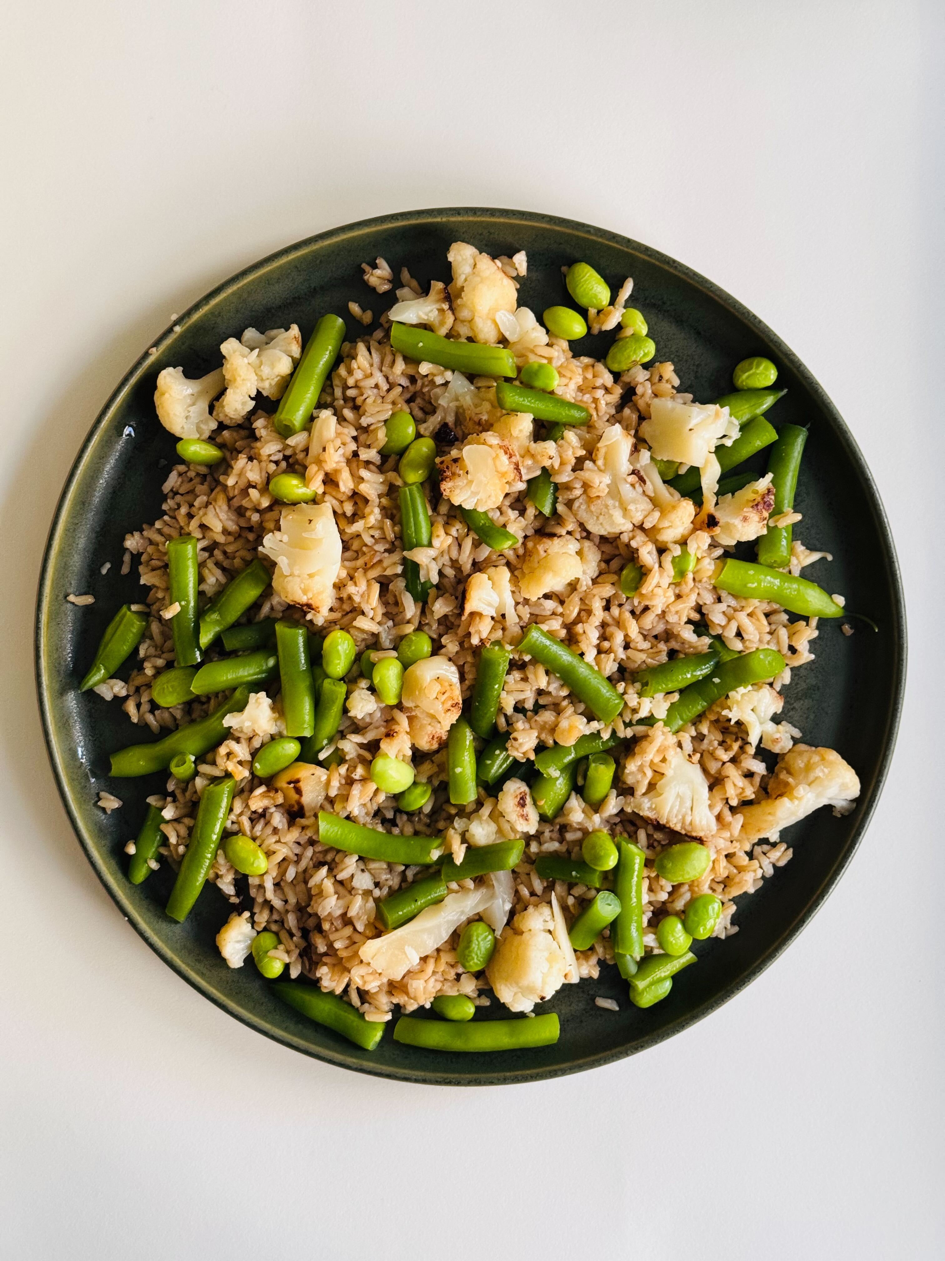Brown Rice with Cauliflower, Organic Green Beans, and Edamame
