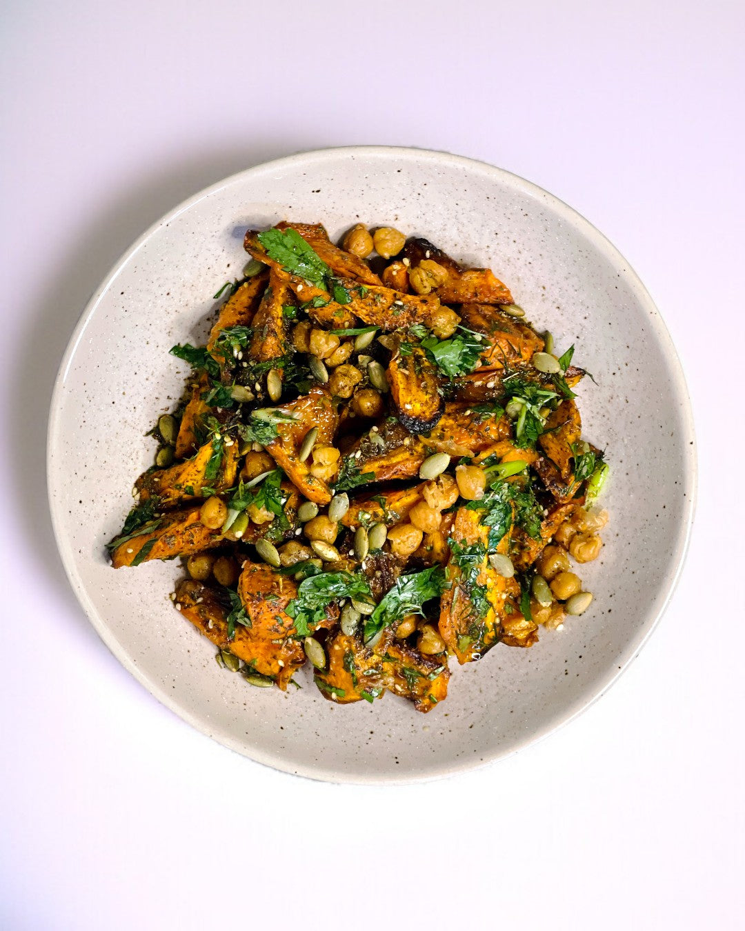 Carrots with Chickpeas & Carrot-Top Pesto