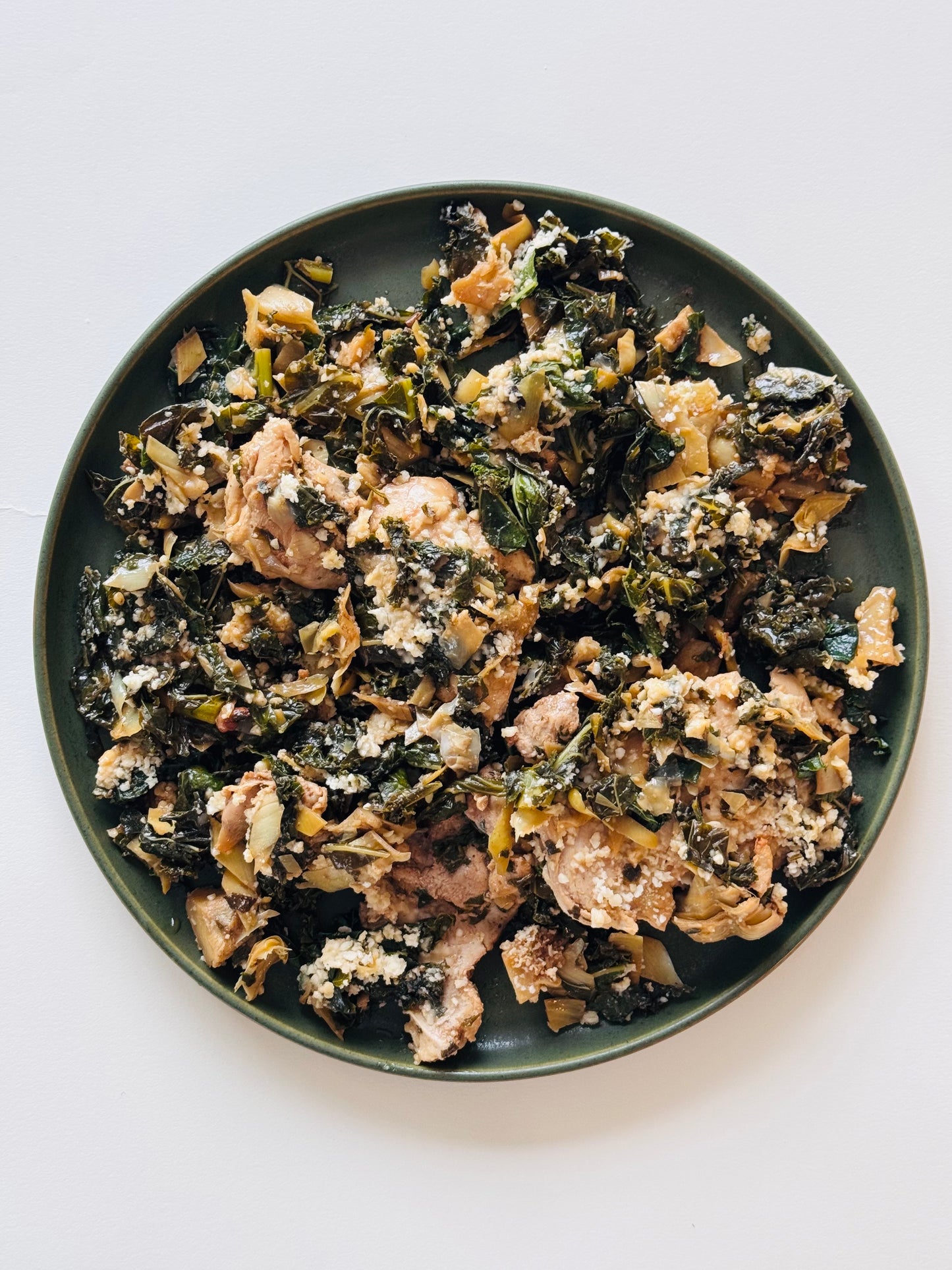 Pan Roasted Chicken with Artichokes and Kale