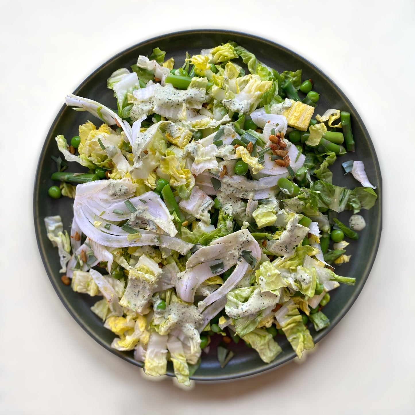 Chopped Baby Gem Lettuces with Peas, Asparagus, Fennel and Champagne Vinaigrette