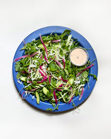 Crunchy Green Salad with Arugula, Cucumbers and Vegan Ranch