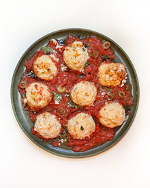 GF Chicken Meatballs with Ricotta, Parmesan, and Olives