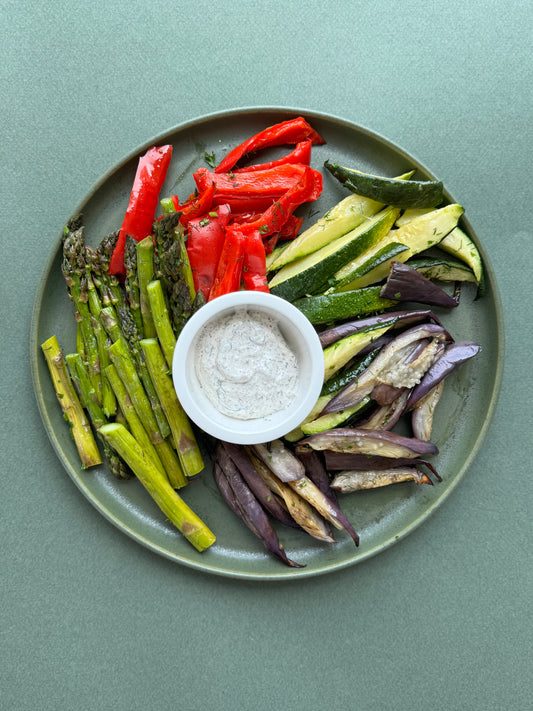 Roasted Summer Vegetables with Homemade Za'atar Labne
