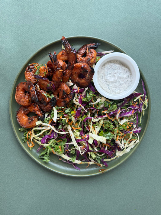 BBQ Grilled Shrimp with Cabbage Slaw