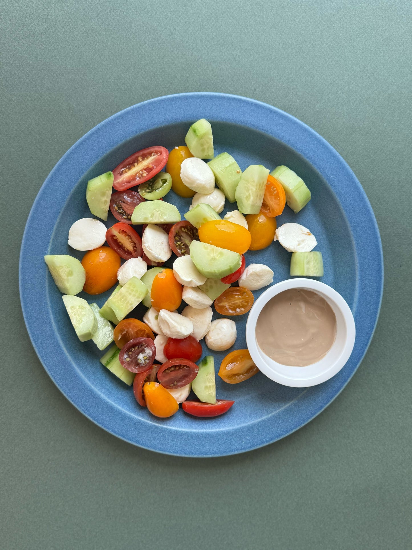 For the Littles: Mini Tomato & Cucumber Caprese with Balsamic Dip