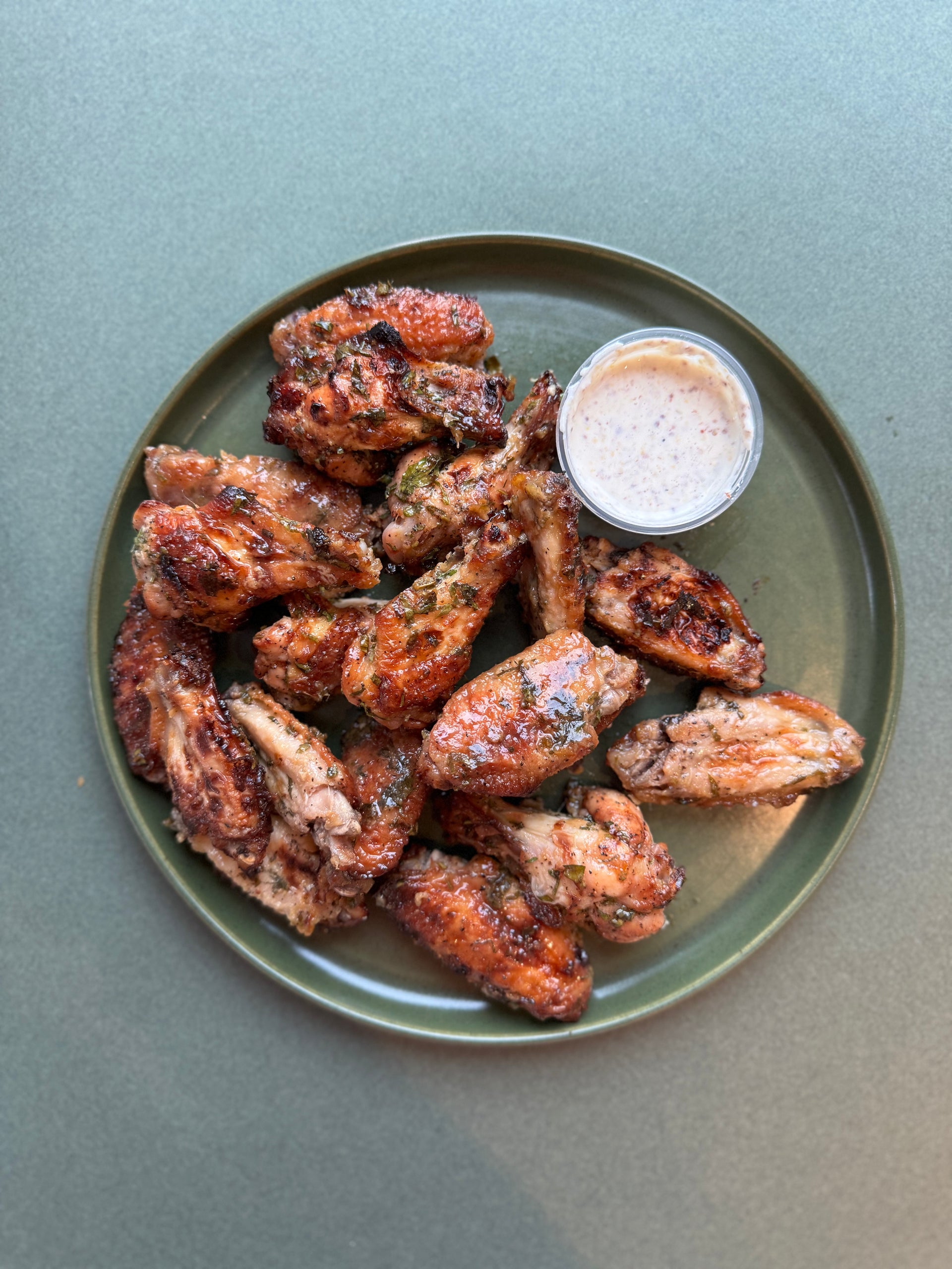 Honey Garlic Chicken Wings with Yogurt Sauce