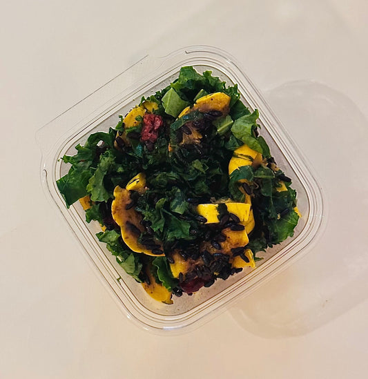 Black Rice with Delicata, Kale, Cranberries, and Sherry Viniagrette