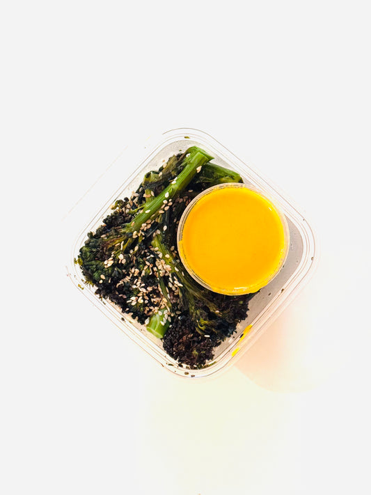 Roasted Broccolini with Carrot Ginger Dressing