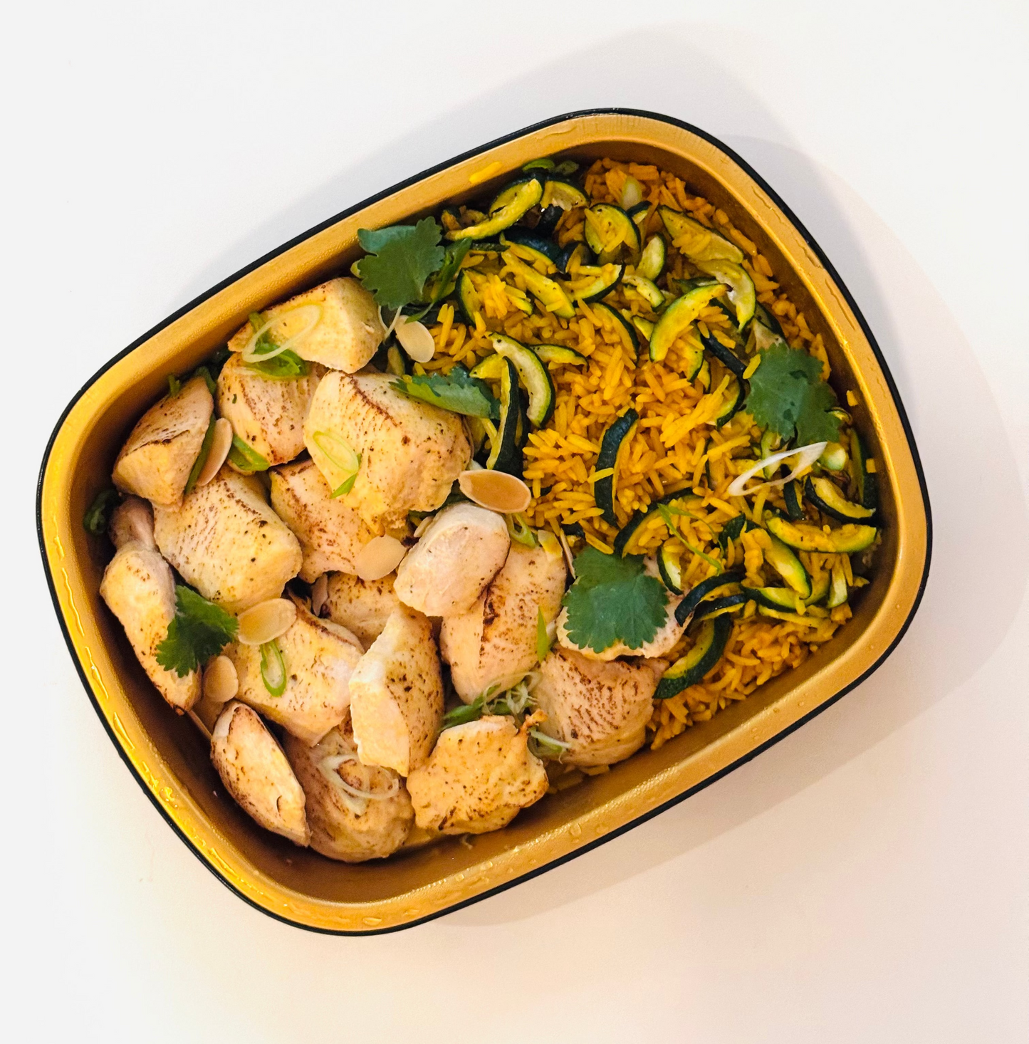 Yogurt-Marinated Chicken with Yellow Rice & Zucchini