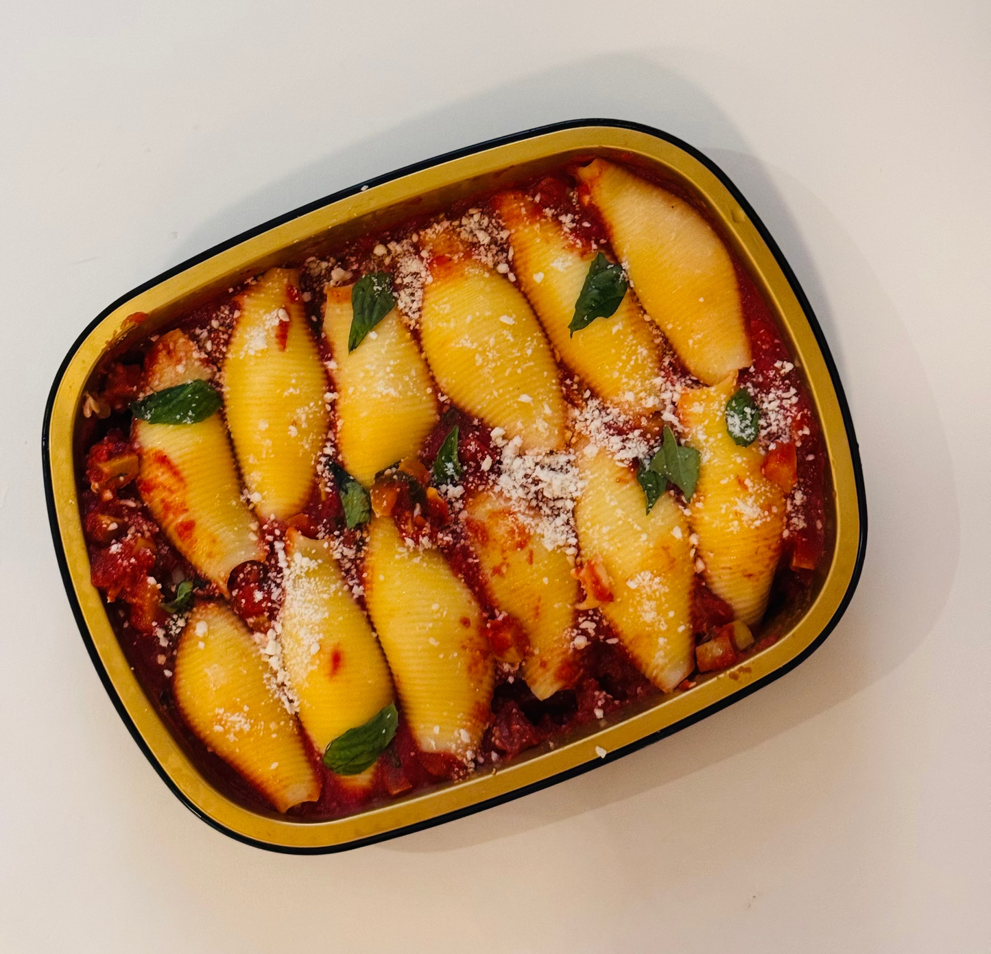 Stuffed Shells with Yellow Squash Bolognese
