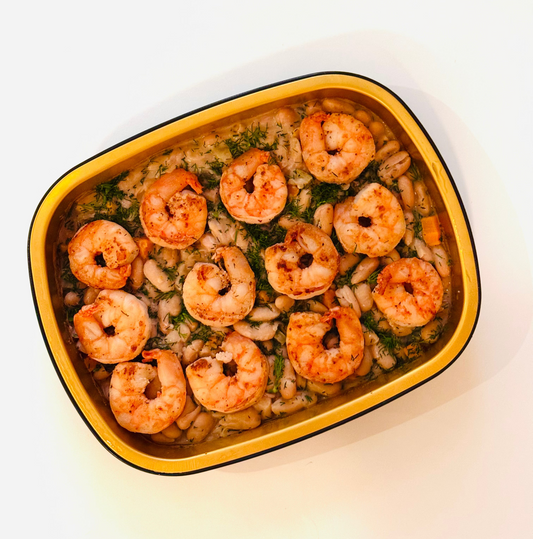 Seared Lemon Shrimp with White Beans