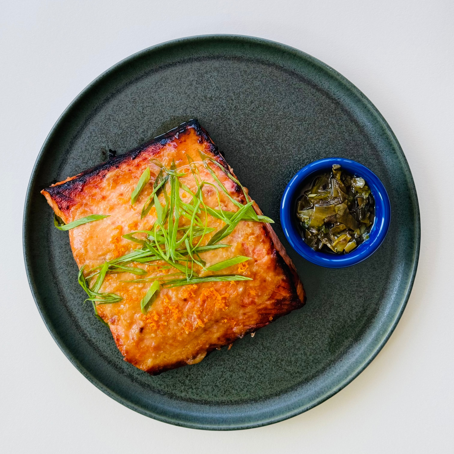 Orange Miso Salmon with Roasted Scallion Vinaigrette