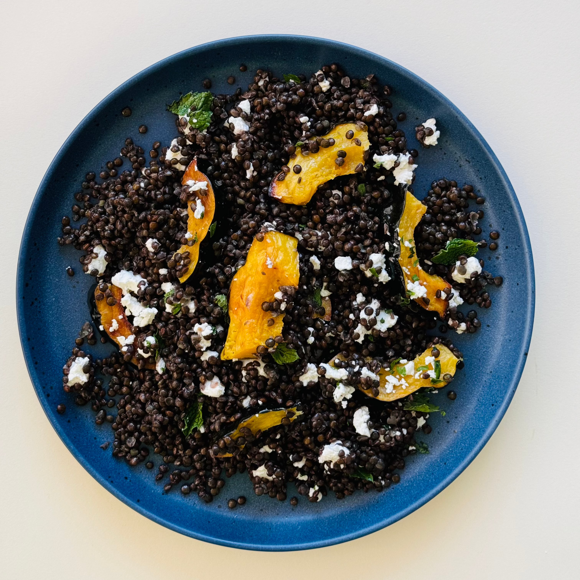 Lentils with Squash and Goat Cheese