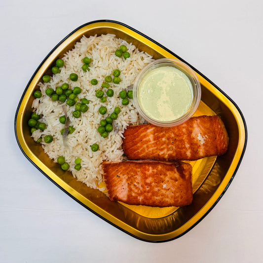 Green Goddess Salmon with Shallot-y Rice and Peas