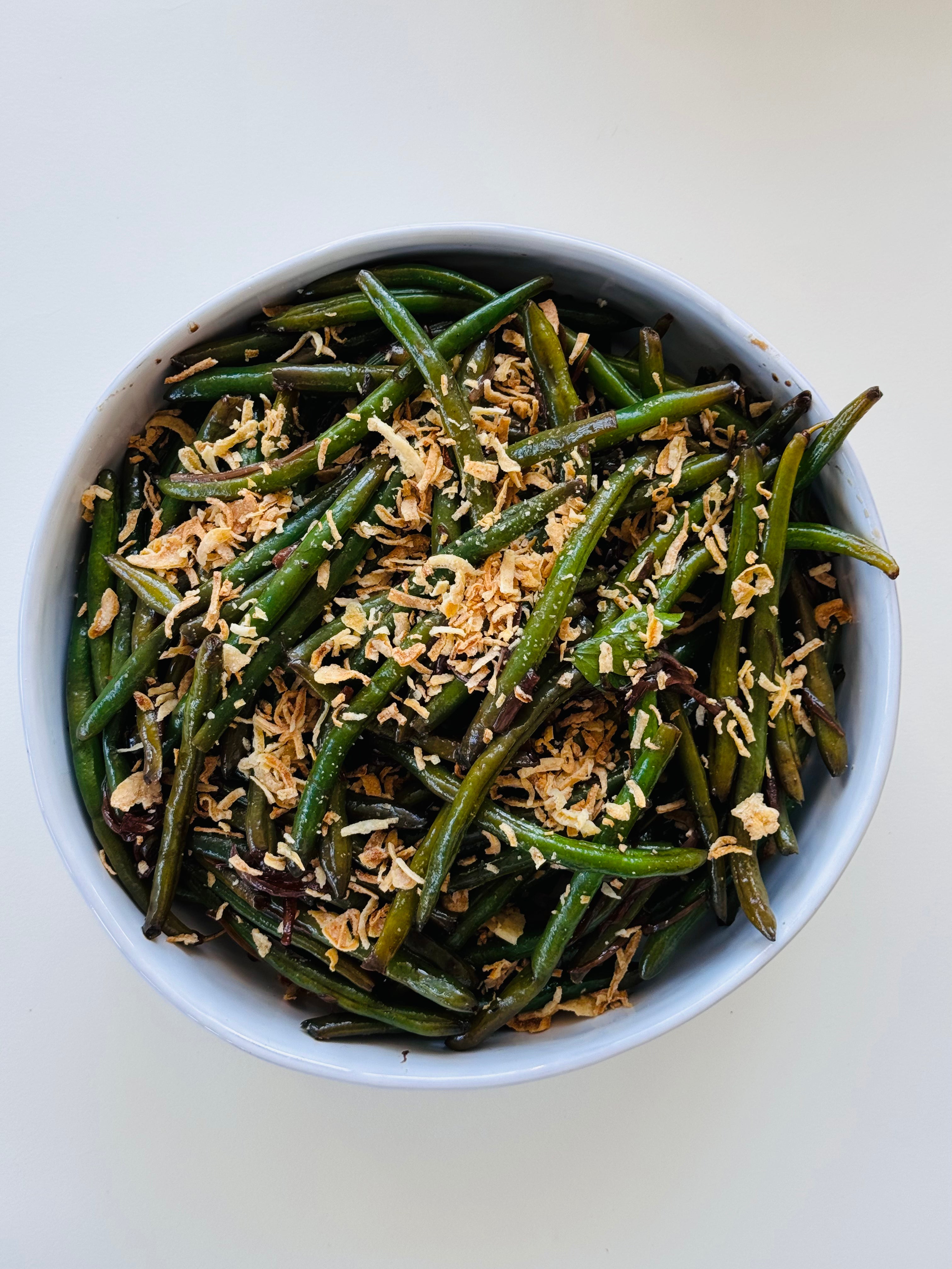 Organic Green Beans with Balsamic and Crispy Shallots