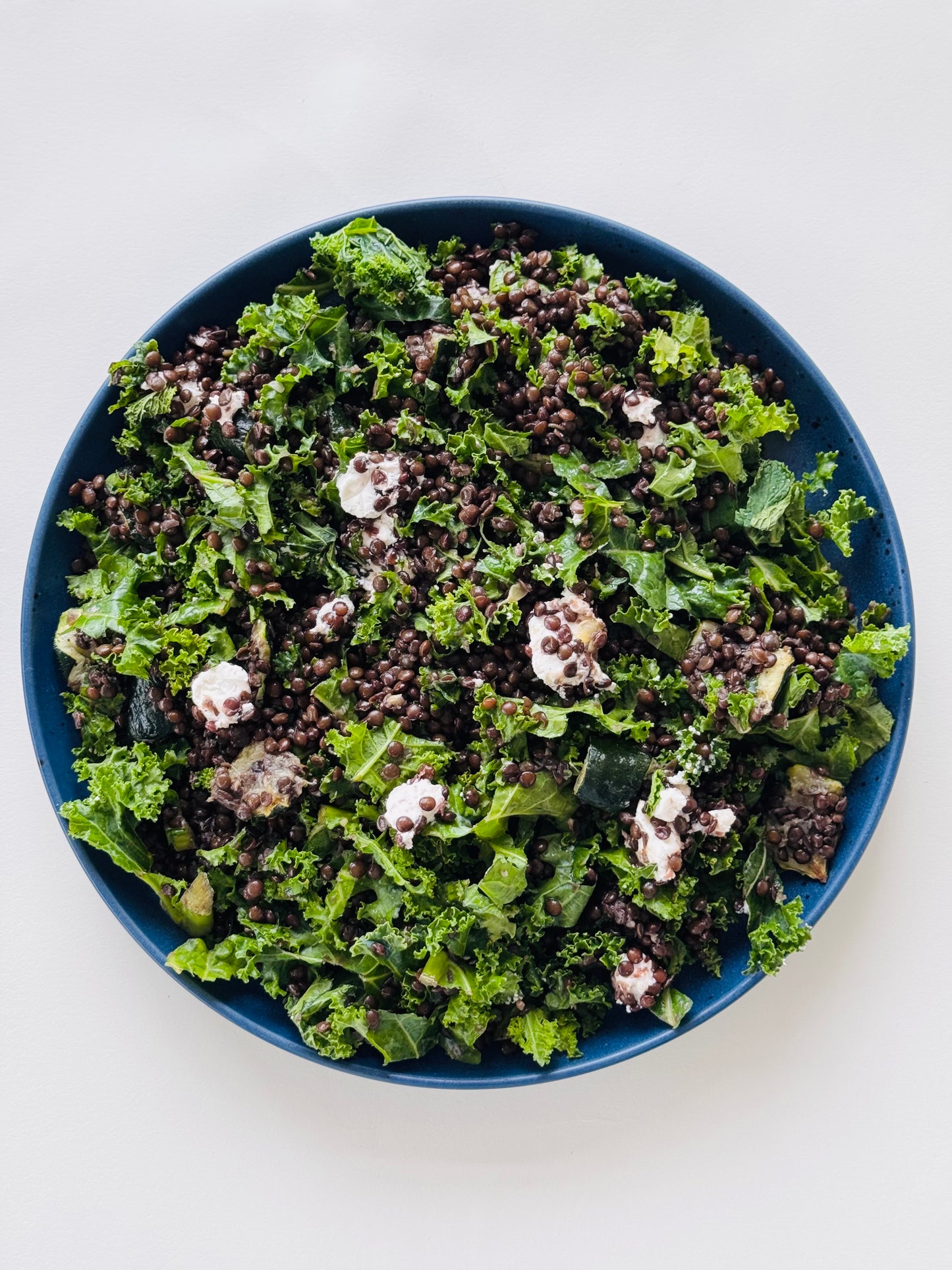 Black Lentils with Organic Kale and Goat Cheese