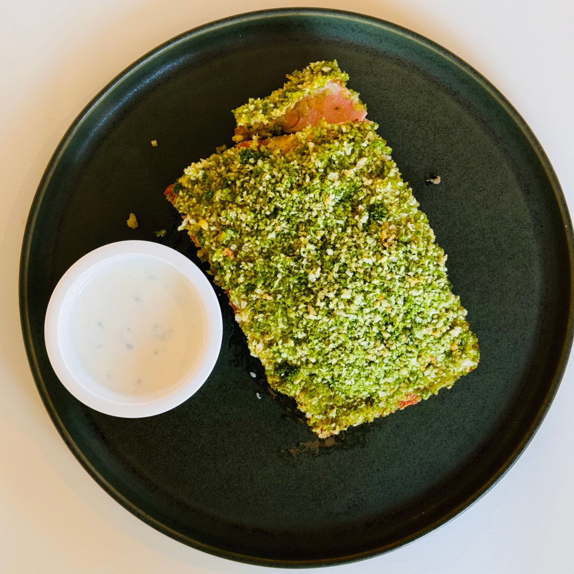 Roasted Salmon with Dijon Green Herb Crumb