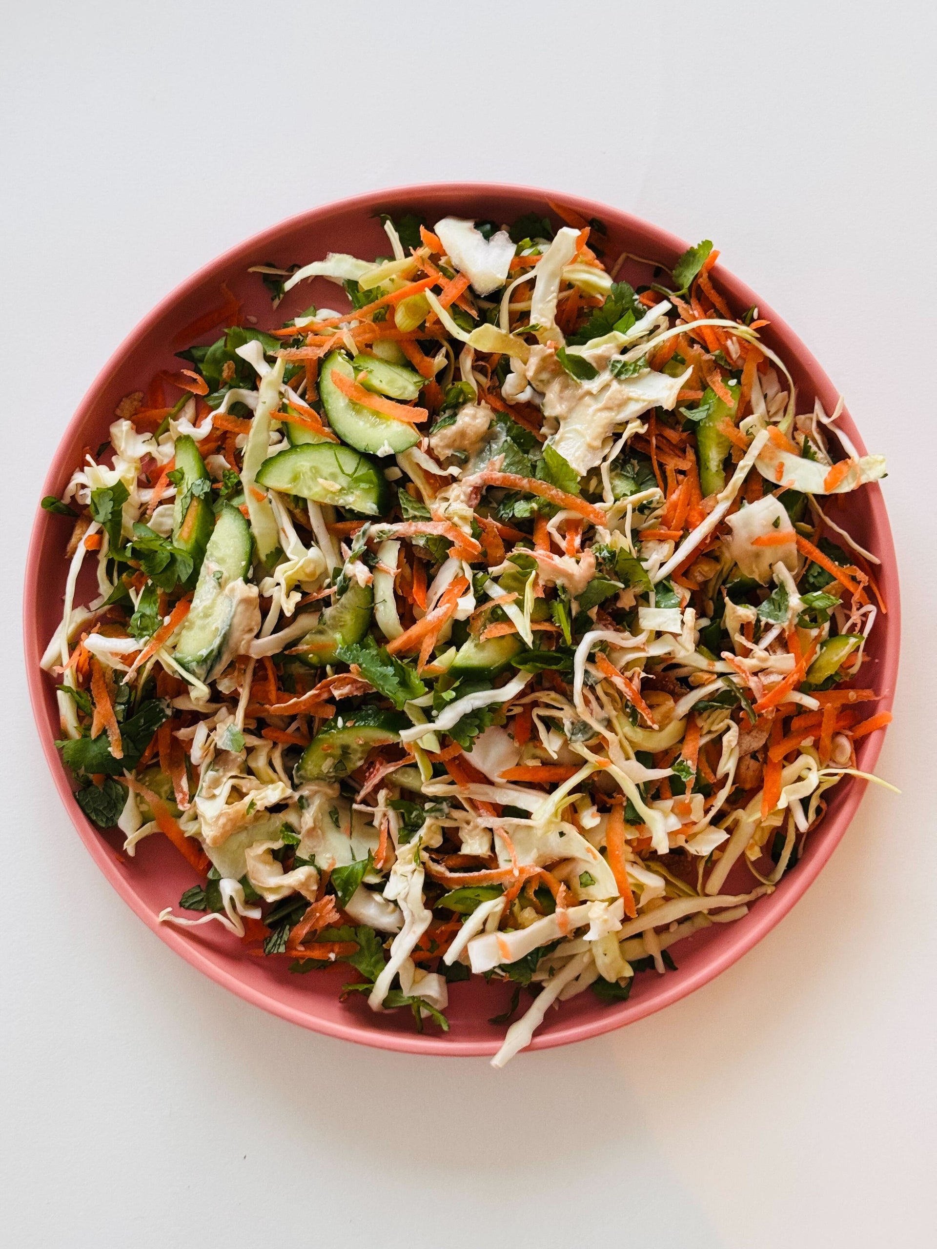 Crunchy Sesame Cabbage Salad with Tahini-Ginger Dressing