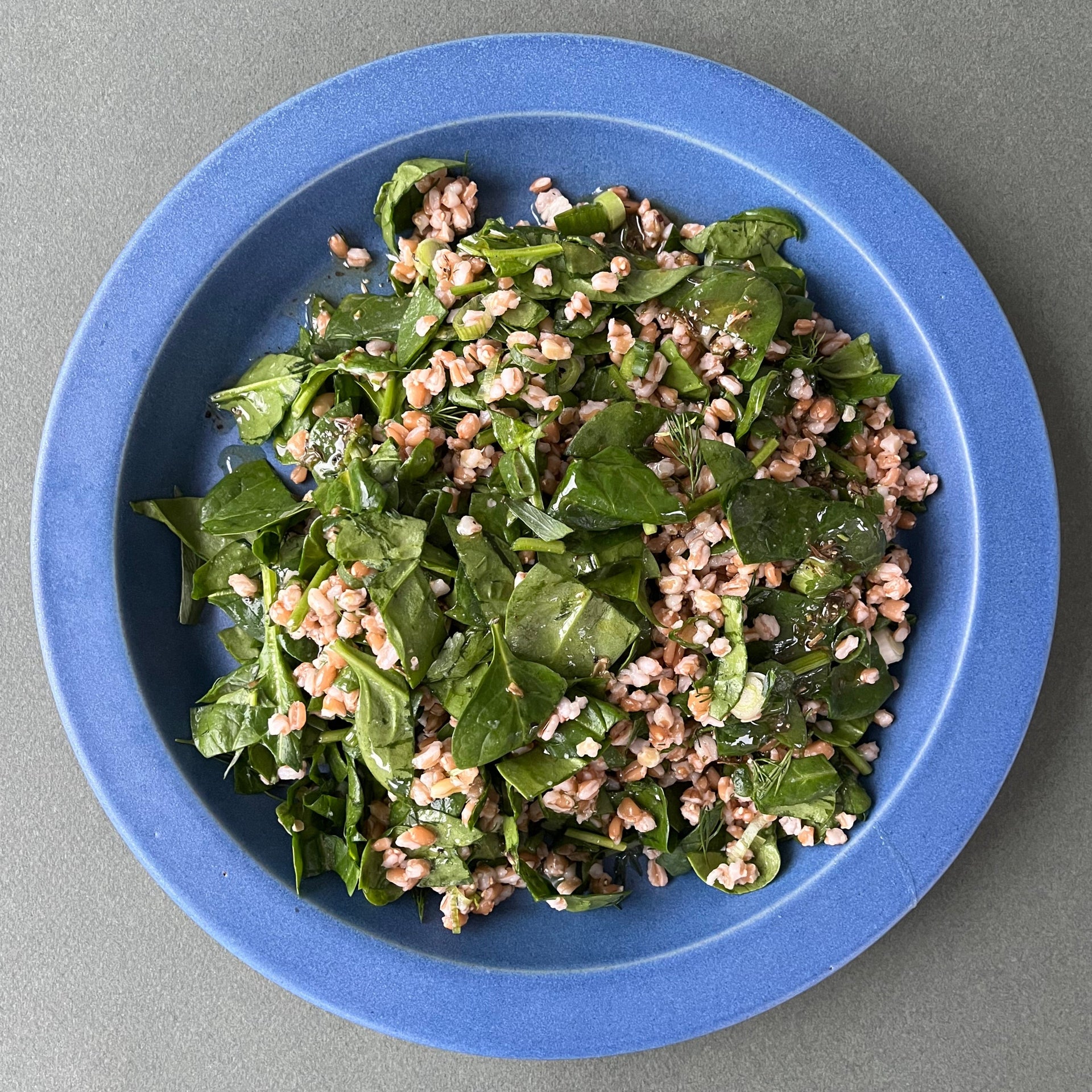 Spring Spinach Farro with Apple Cider Vinaigrette