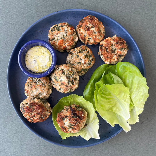 Chicken & Spinach Sliders with Lettuce Wraps and Feta