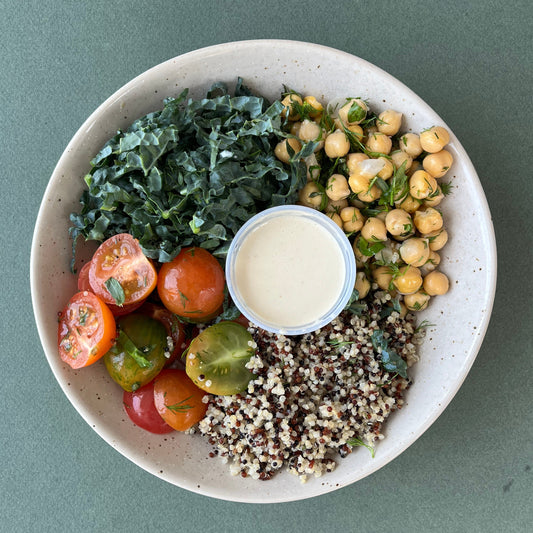 Quinoa & Kale Bowl with Chickpeas and Tahini