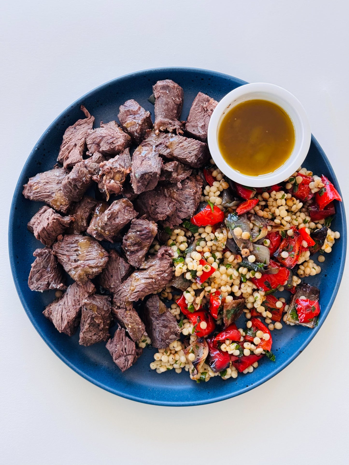 Marinated Steak Kebab with Couscous and Vegetables