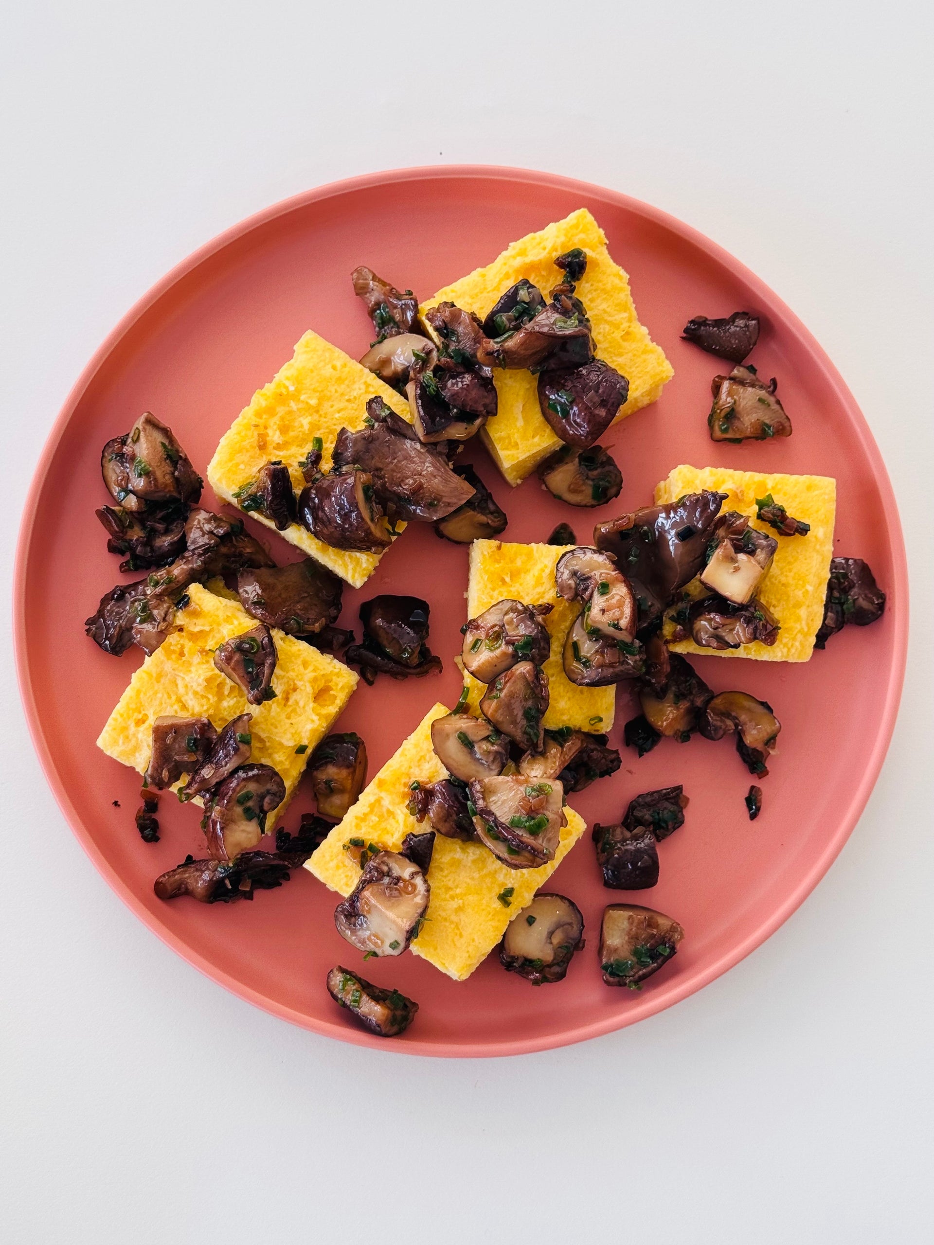 Polenta Cakes with Mushrooms and Chives