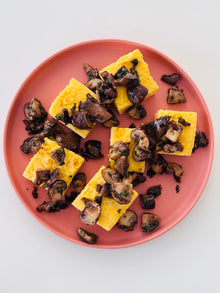 Polenta Cakes with Mushrooms and Chives