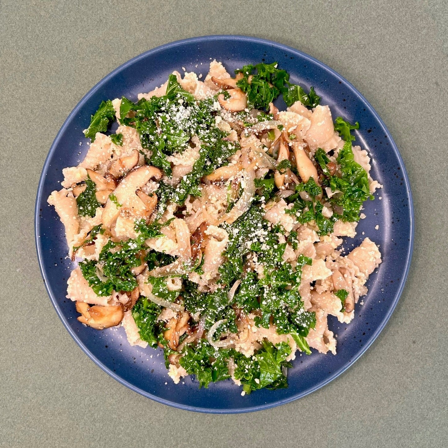 Fall Campanelle Pasta with Mushrooms, Kale, and Parmesan