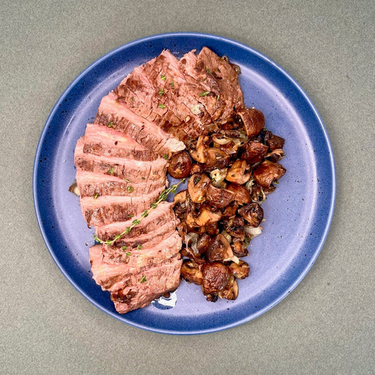 Grilled Flank Steak with Shallot Mushrooms & Thyme