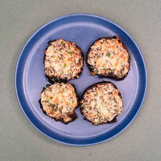 Cheesy Quinoa Stuffed Portobello Mushrooms