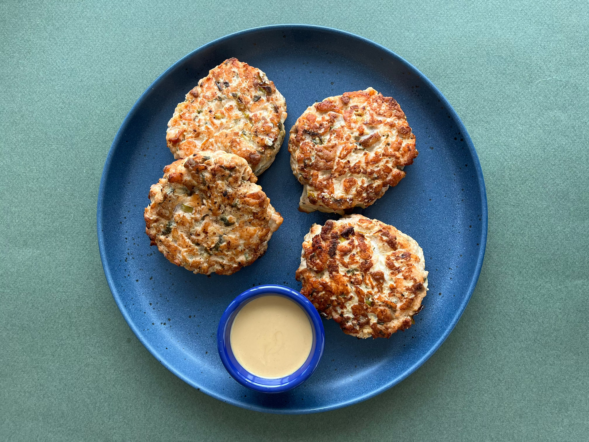 Ginger Lemongrass Salmon Cakes with Tahini-Soy Sauce