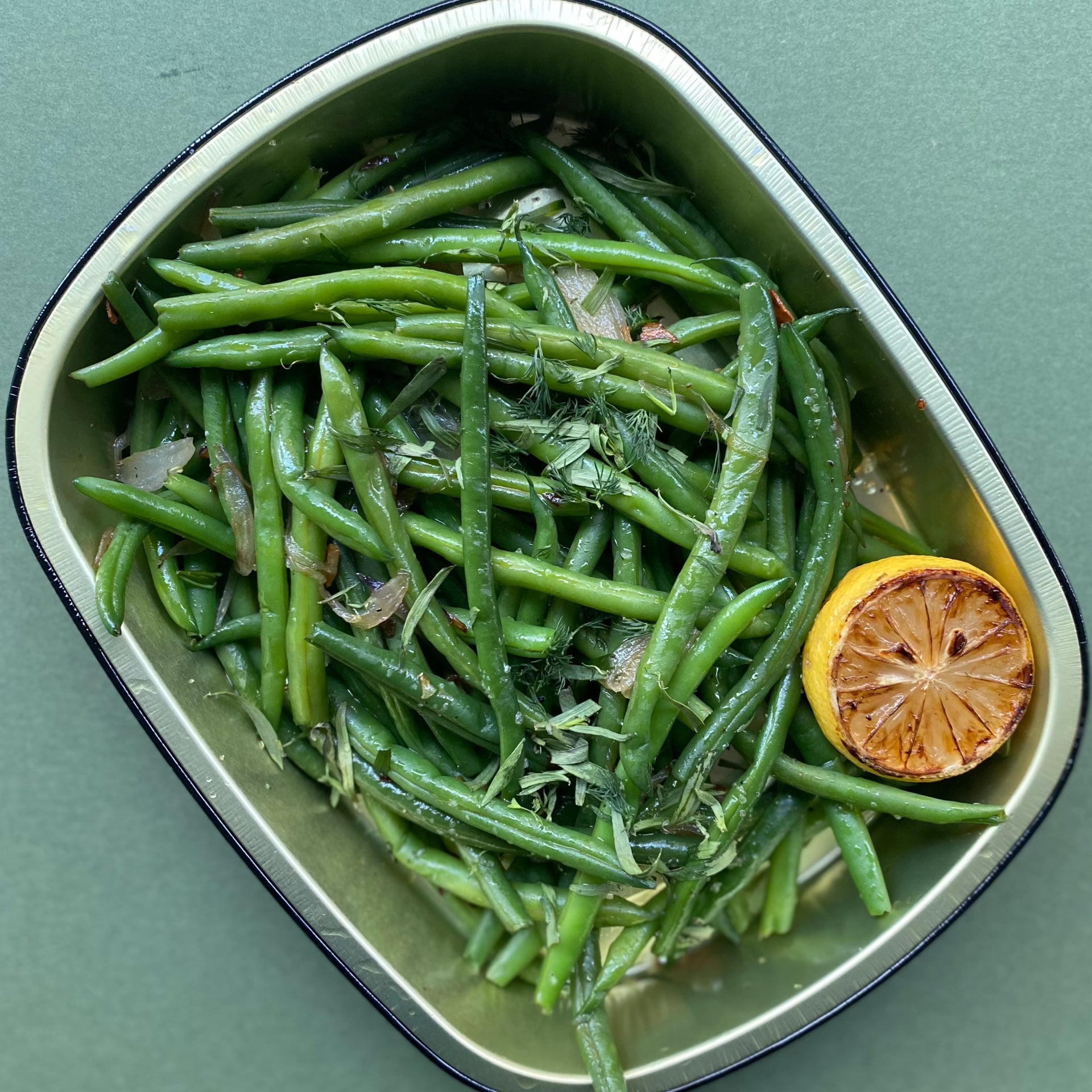 Green Beans with Shallots and Charred Lemon