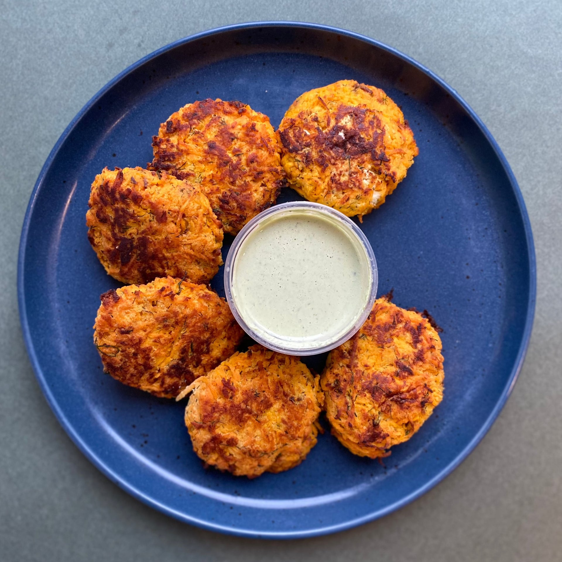 Gluten Free Sweet Potato Cakes with Goat Cheese and Tahini Yogurt