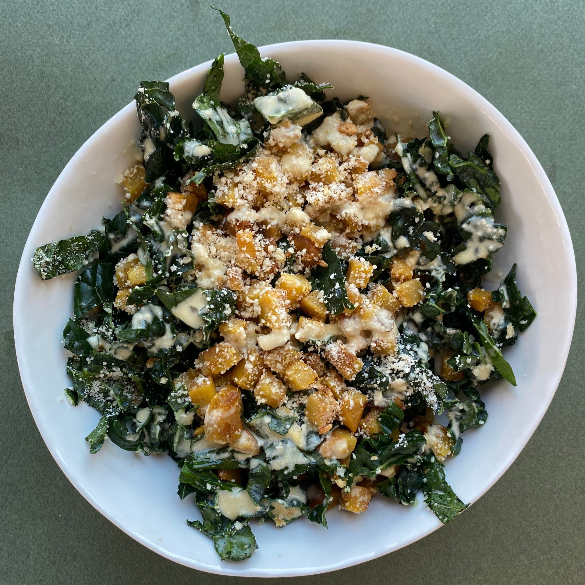 Lacinato Kale & Kabocha Squash Caesar Salad