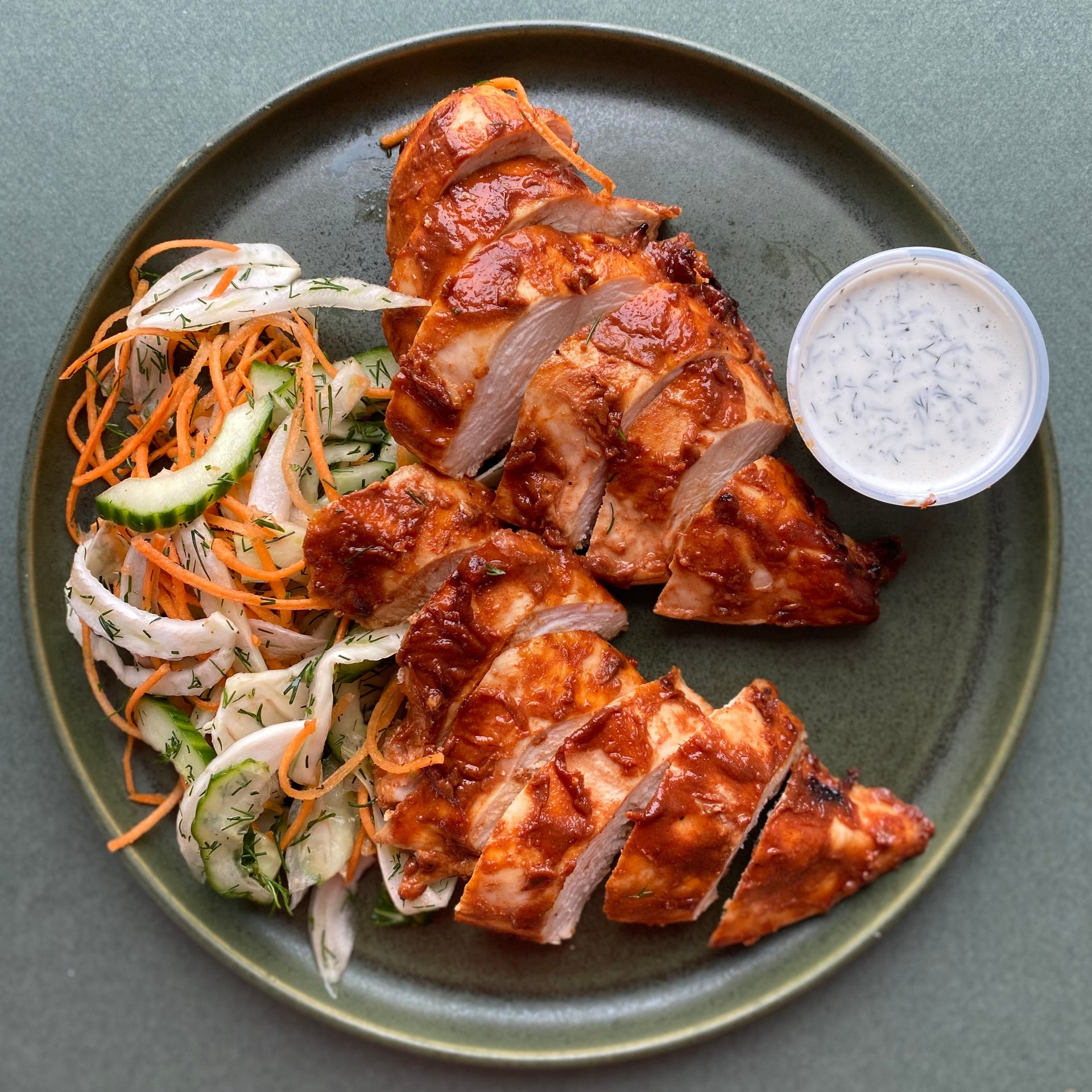 BBQ Chicken Breast with Cucumber Slaw