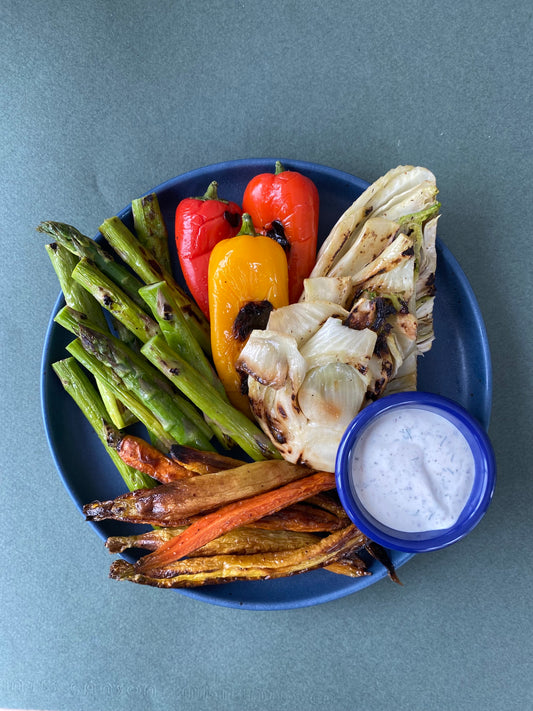 Roasted Spring Vegetables with Homemade Za'atar Labne
